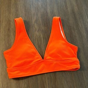 Bright orange deep v bikini top